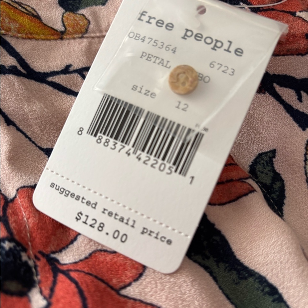 Free People Smooth Sailing Floral Maxi Skirt 12 Button Front Boho NWT - Picture 5 of 5